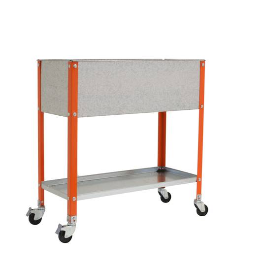 Urban Garden PrimeMatik Top Wheel 925x900x600 mm laranja e galvanizado com capacidade de 70 litros com rodas
