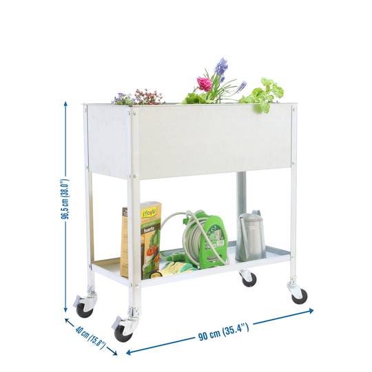 Urban Garden Simonrack Top Wheel 925x900x400 mm in galvanized and galvanized color with a capacity of 70 liters with wheels