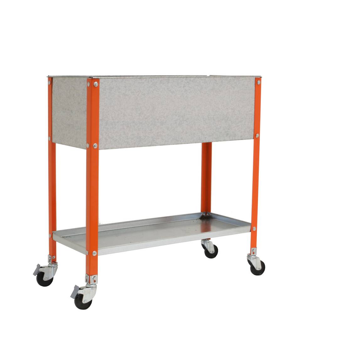 Urban Garden PrimeMatik Top Roda 925x900x400 mm laranja e galvanizado com capacidade de 70 litros com rodas