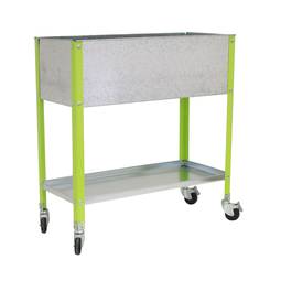 PrimeMatik Top Wheel Urban Garden von 925 x 1200 x 600 mm, grün und verzinkt, mit einem Fassungsvermögen von 70 Litern mit Rädern