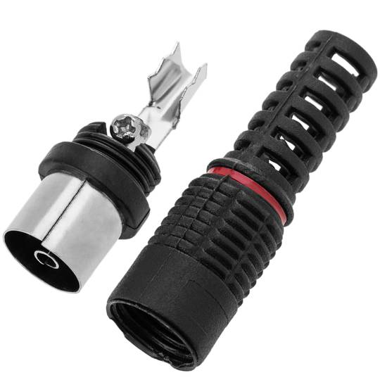 Conector coaxial TV-hembra negro