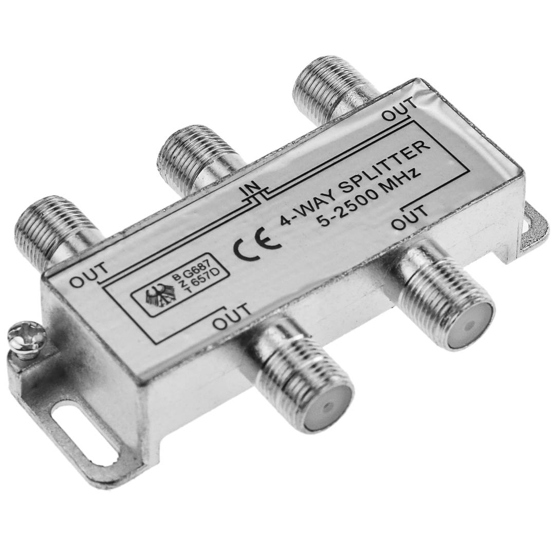 Distribuidor de 4 vías para TV/SAT con conexión F - Cablematic