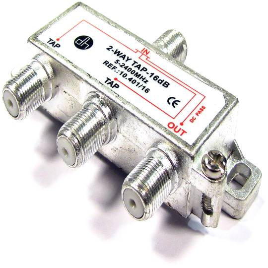 Tweerichtingsshunt voor 16 dB TV / SAT met F-verbinding