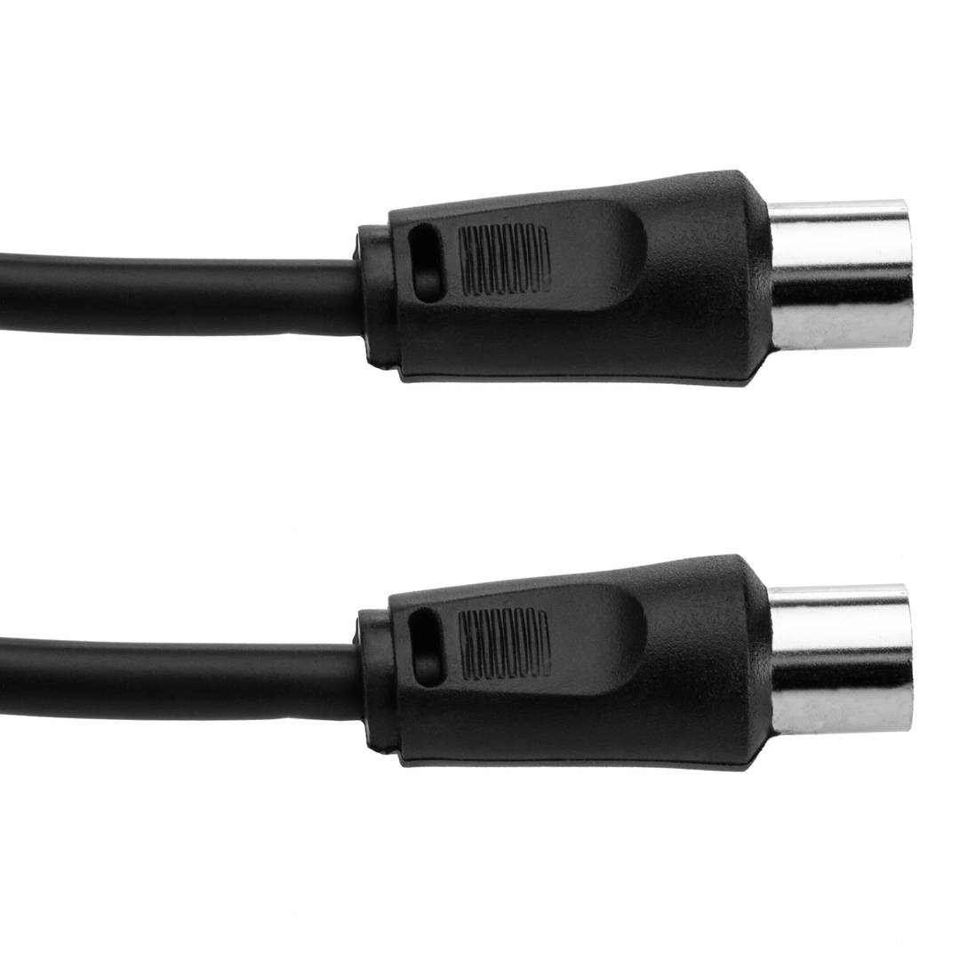 Cable de Antena HDTV 2m Negro - Conector Coaxial a Enchufe 90° Angulado  (Acoplamiento) - Cable de