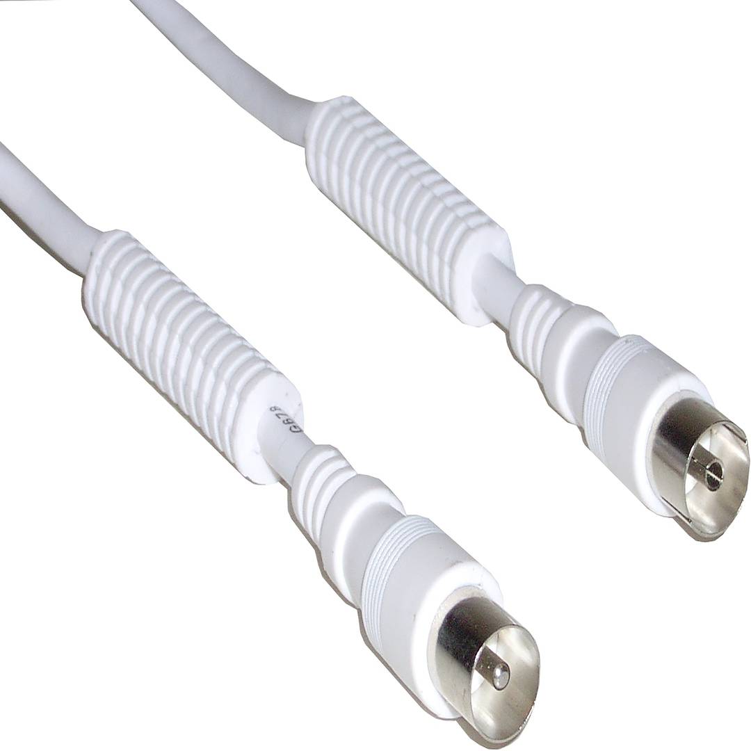 Antena de TV Cabo Coaxial 75 Ohms Filtro (2.5m/Blanco)