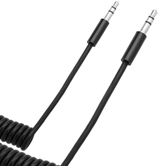 Stereo minijack de áudio cabo masculino masculino 1m 3.5 flexível encaracolado