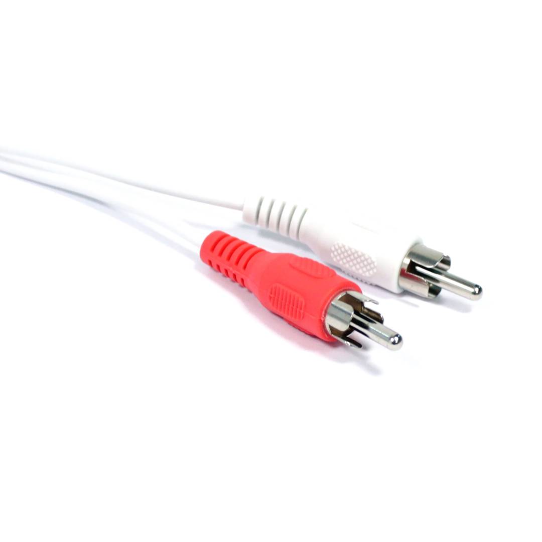 Cable d'àudio estèreo blanc minijack 3.5 a 2xRCA M/M 2 m