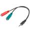 Lanberg adaptador minijack 3,5 mm macho 4 pinos para 2x minijack 3,5 mm 3 pinos fêmea 20 cm preto