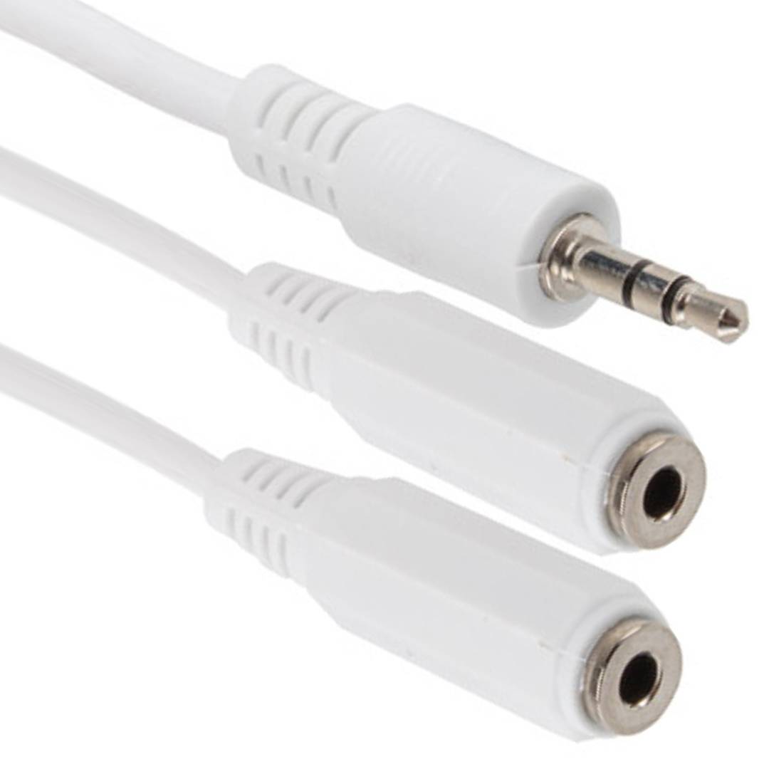 Adapter cable Lanberg AD-0024-W minijack 3.5mm male 3-pin to 2x minijack 3.5mm 3-pin female 10cm white