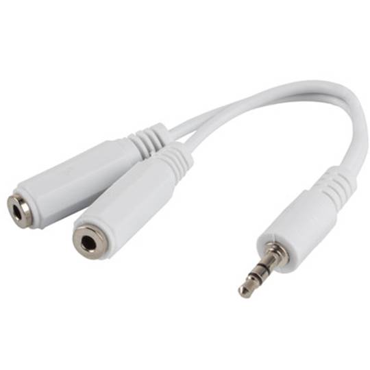 Adapter cable Lanberg AD-0024-W minijack 3.5mm male 3-pin to 2x minijack 3.5mm 3-pin female 10cm white