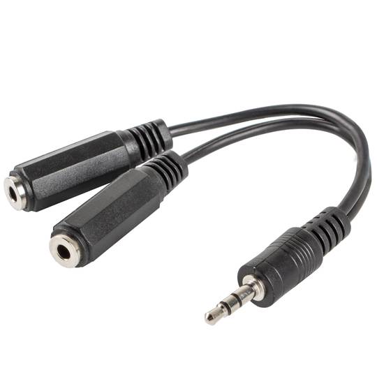 Adapter Lanberg stereo jack 3,5 mm męski 3-pin na 2x stereo jack 3,5 mm 3-pin żeński 10 cm czarny