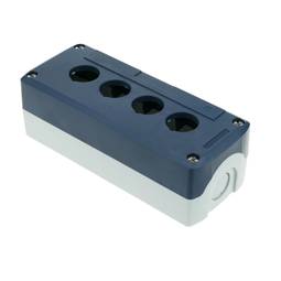 Caja de control de dispositivos eléctricos para 4 pulsadores o interruptores de 22 mm gris