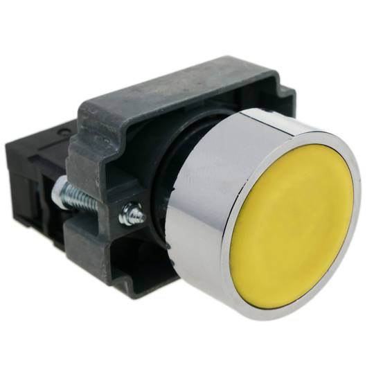 Push button momentary 22mm 1NO 400V 10A normally open yellow