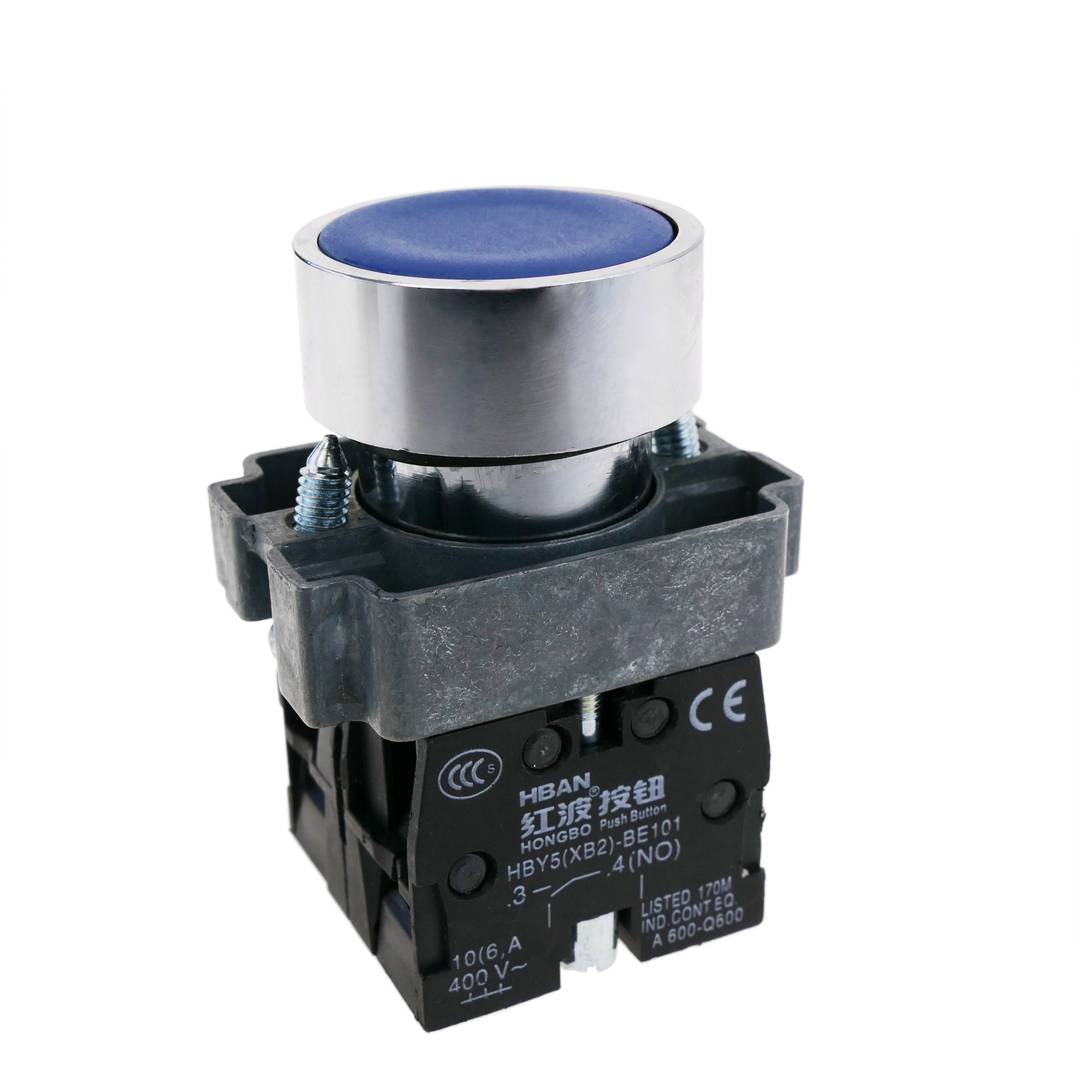 Bouton poussoir momentané 22mm 1NO 1NC 400V 10A normalement ouvert et fermé bleu