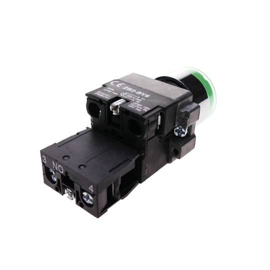 Botão de pressão momentâneo 22mm 1NO 400V 10A normalmente aberto com luz LED verde