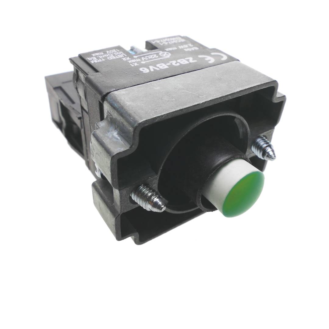Botão de pressão momentâneo 22mm 1NO 400V 10A normalmente aberto com luz LED verde