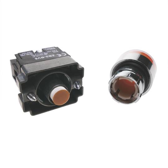 Pulsador momentáneo 22mm 1NO 400V 10A normal abierto con luz LED naranja