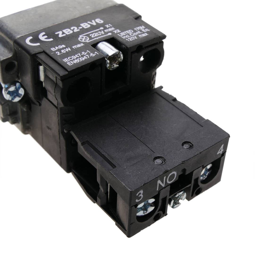 Pulsador momentáneo 22mm 1NO 400V 10A normal abierto con luz LED naranja