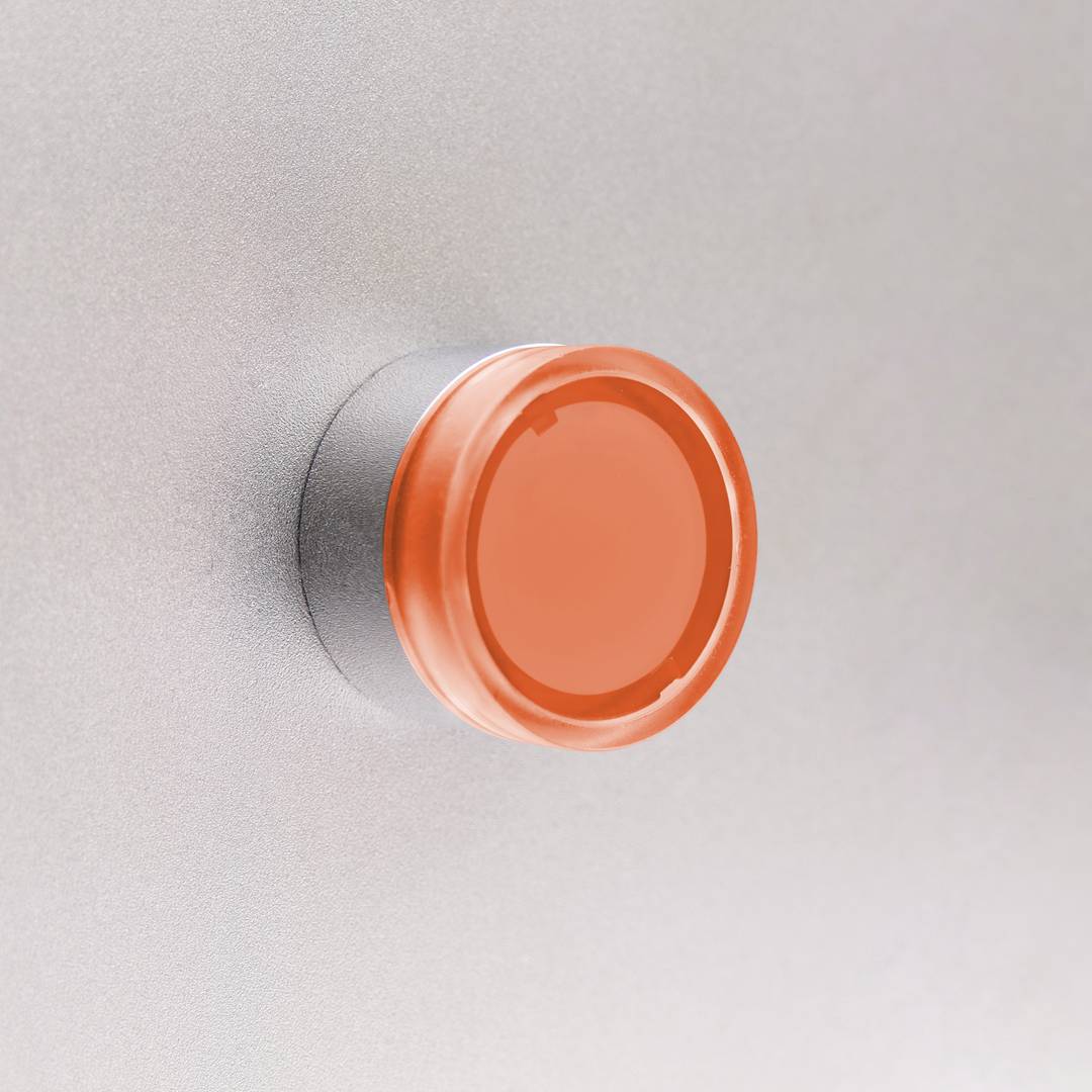 Pulsador momentáneo 22mm 1NO 400V 10A normal abierto con luz LED naranja