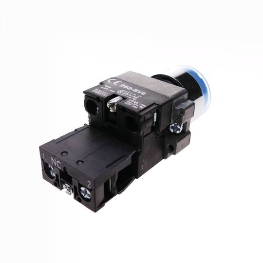 Botão de pressão momentâneo 22mm 1NC 400V 10A normalmente fechado com luz LED azul