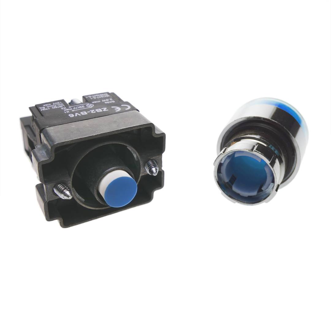 Botão de pressão momentâneo 22mm 1NC 400V 10A normalmente fechado com luz LED azul