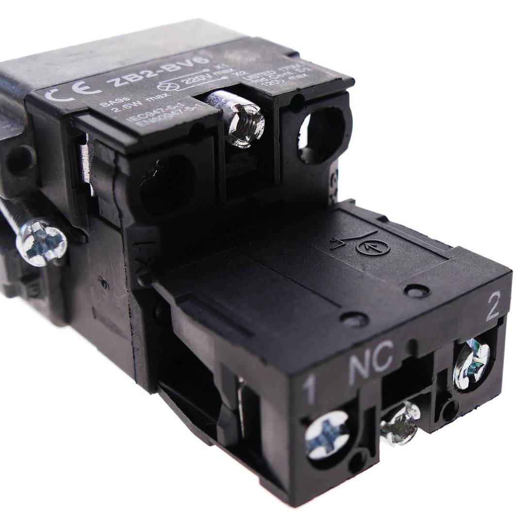 Botão de pressão momentâneo 22mm 1NC 400V 10A normalmente fechado com luz LED azul