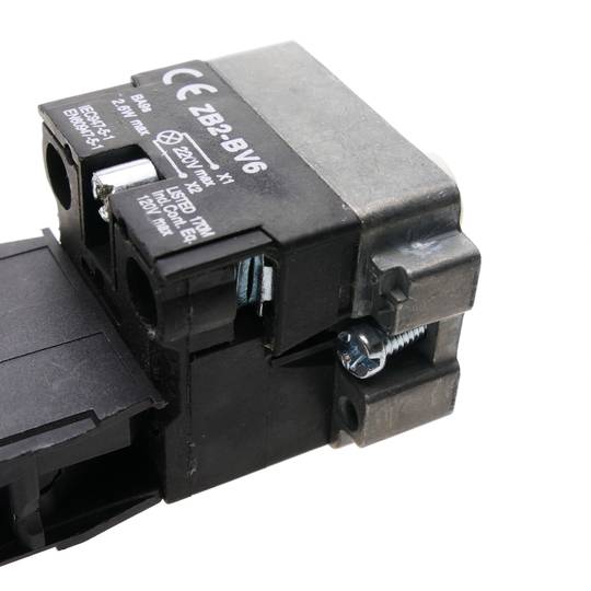 Chwilowy przycisk 22mm 1NC 400V 10A normalnie zamknięty białym światłem LED