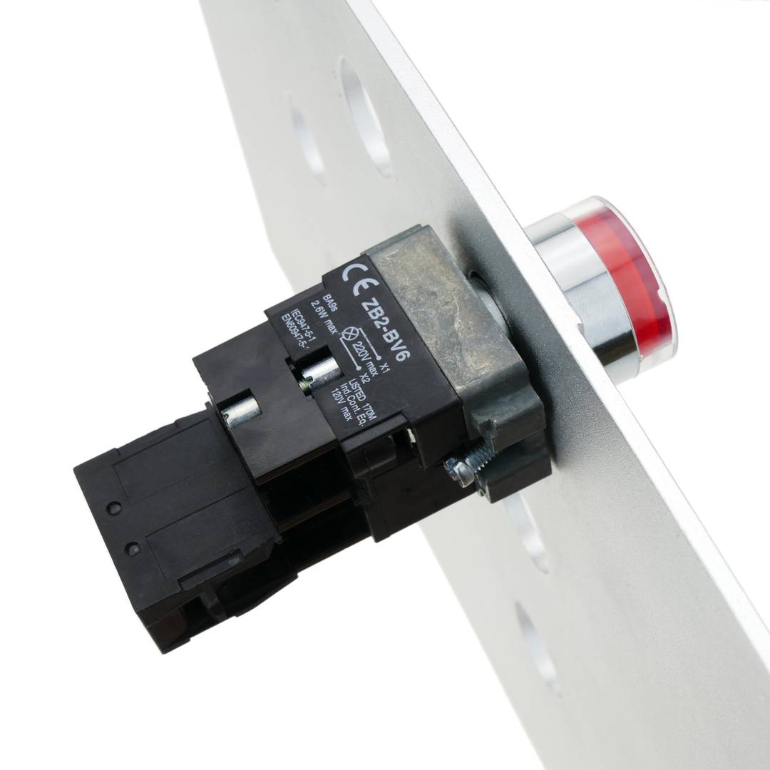 Botão de pressão com trava 22mm 400V 10A com luz LED vermelho