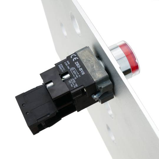 Botão de pressão com trava 22mm 400V 10A com luz LED vermelho