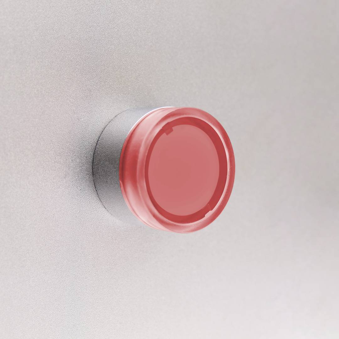 Botão de pressão com trava 22mm 400V 10A com luz LED vermelho