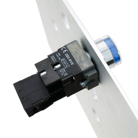 Przycisk zaczepu 22mm 220V 10A z zamkiem i niebieskim światłem LED