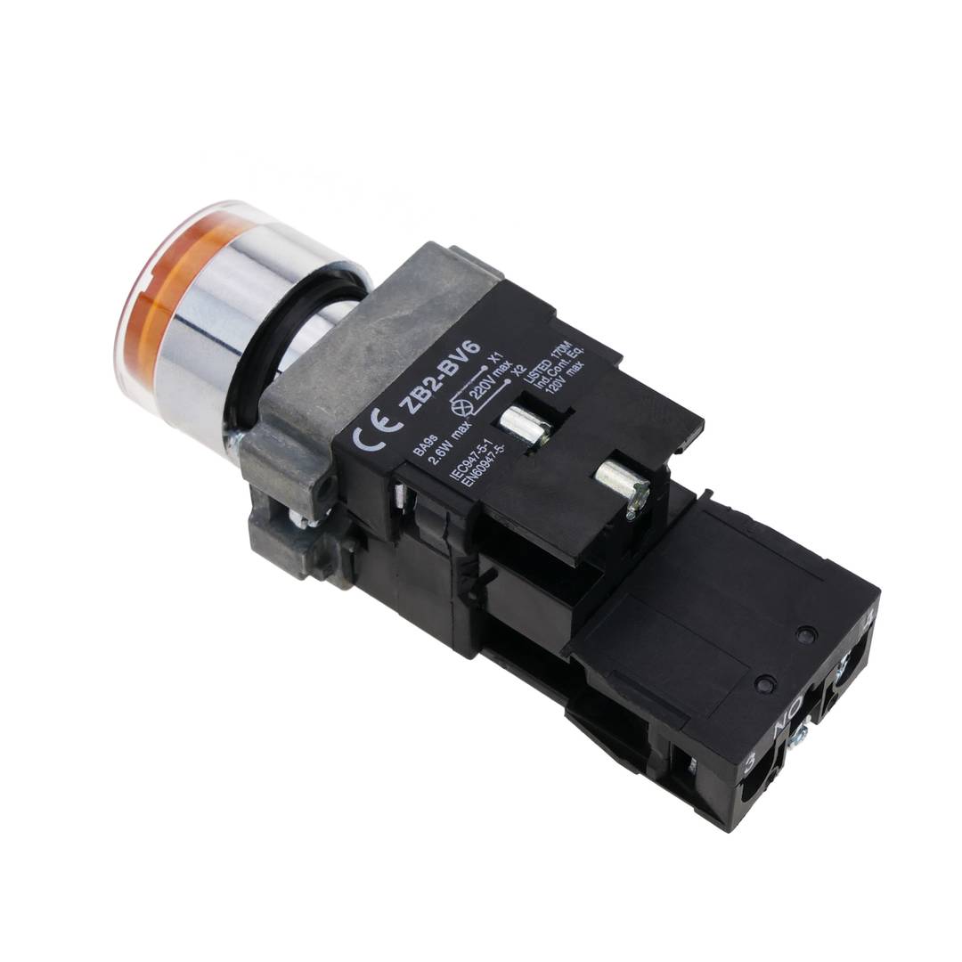Pulsante interruttore di blocco 22mm 400V 10A con luce a LED arancio