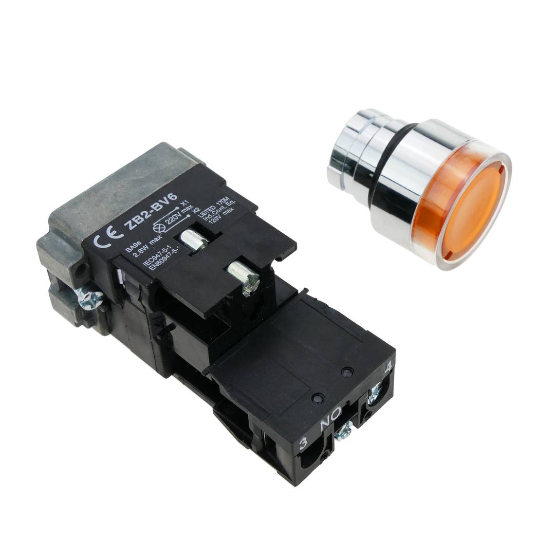 Pulsante interruttore di blocco 22mm 400V 10A con luce a LED arancio
