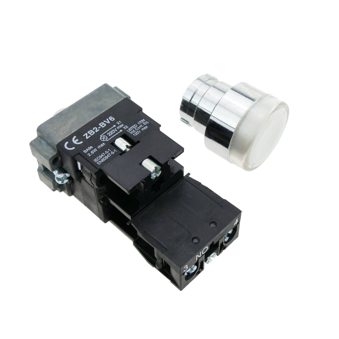 Pulsante interruttore di blocco 22mm 400V 10A con luce a LED bianca