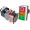 Interruptor de doble pulsador momentáneo 22mm 1NO1NC 500V 10A con bloqueo y luz