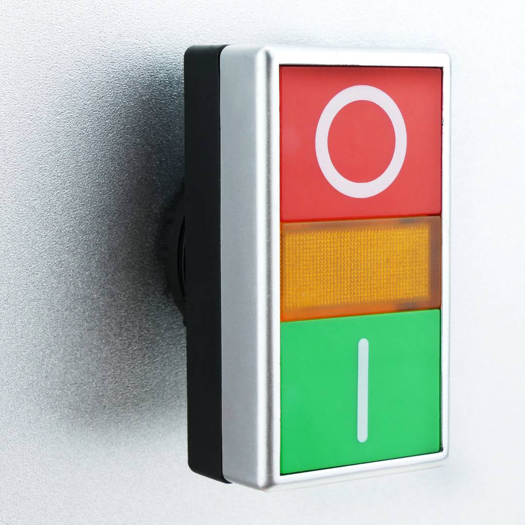 Interruptor de doble pulsador momentáneo 22mm 1NO1NC 500V 10A con bloqueo y luz