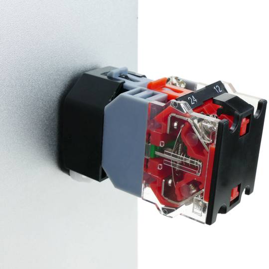 Interruptor de doble pulsador momentáneo 22mm 1NO1NC 500V 10A con bloqueo y luz