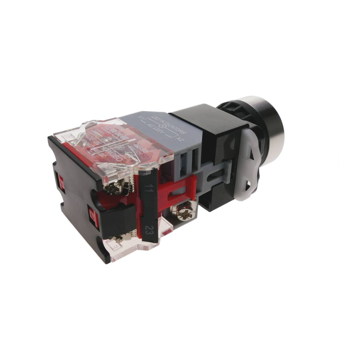 Pulsador de enganche 22mm 220V 10A con luz LED