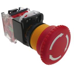 Noodstopknop 22mm 1NO1NC 500V 10A met slot met 40mm paddestoel