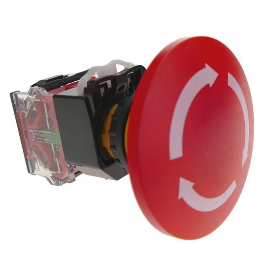 Emergency stop push button 22mm 1NO 1NC 500V 10A with locking mushroom 60mm