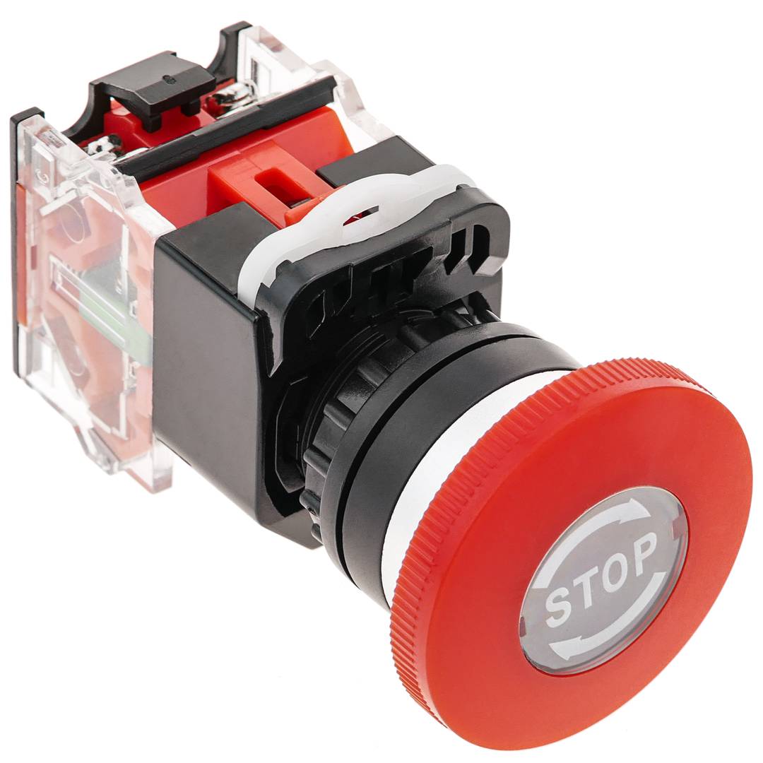 Interrupteur à bouton-poussoir avec verrouillage à clé - Tête champignon -  N.F. - Rouge