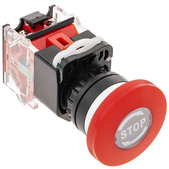 22mm Self Locking Emergency Stop Push Button AC 220V 5A 1NO 1NC Red 
