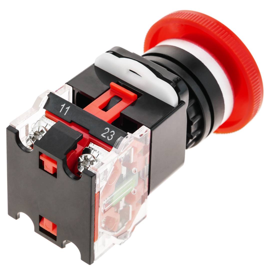 Notfall stoppen Schalten Push Button wechseln drücken Taste 22mm 1NO1NC 400V 10A mit Rastpilz 40 mm