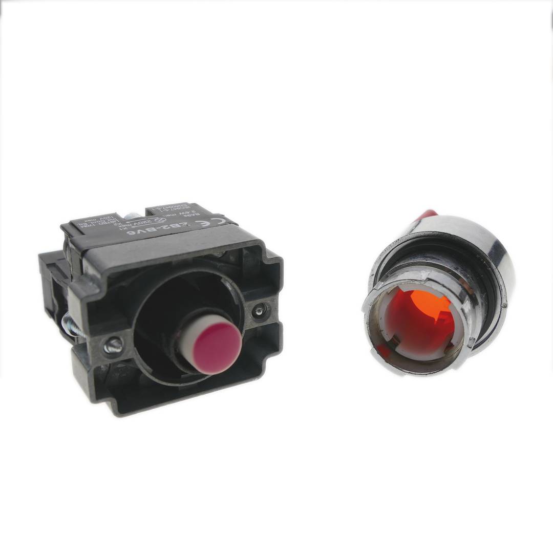 Comutador rotativo 22mm 400V 10A com trava de 2 posições com luz LED vermelha