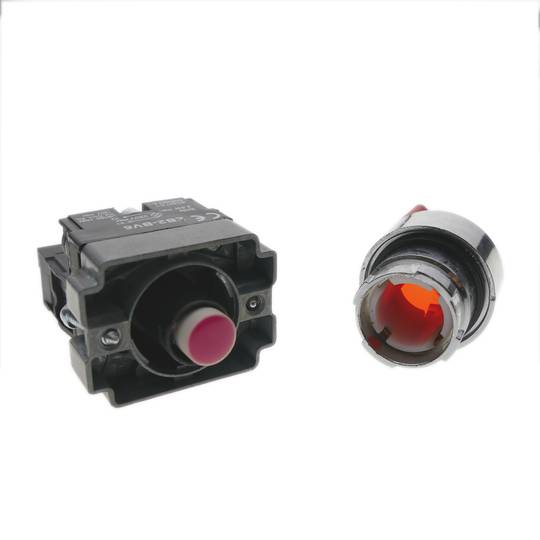 Comutador rotativo 22mm 400V 10A com trava de 2 posições com luz LED vermelha
