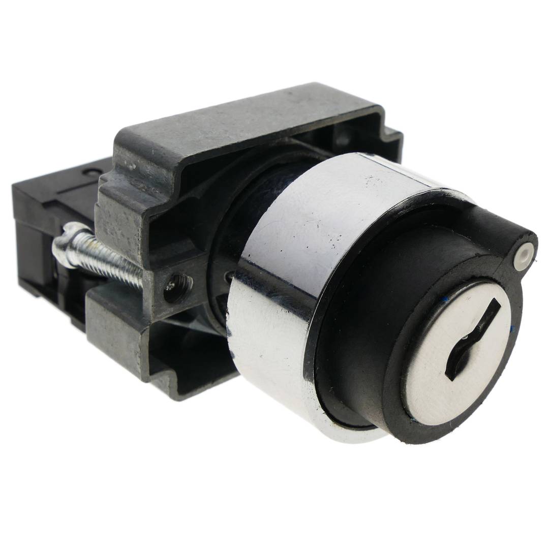 Selector rotatorio de enganche 22mm 400V 10A con bloqueo y llave