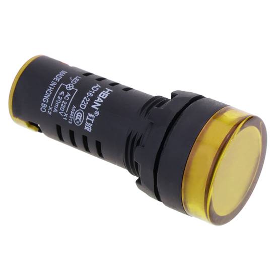 Luz piloto LED intermitente de 22 mm para paneles de control 220 VAC amarillo