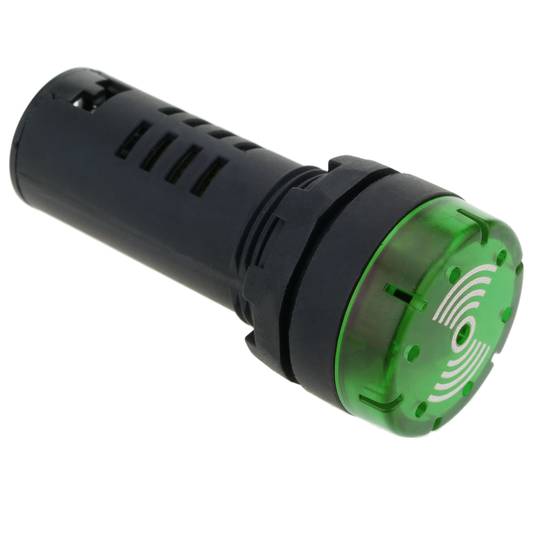 Aviso sonoro 22mm 220 VAC para painéis de controle verde
