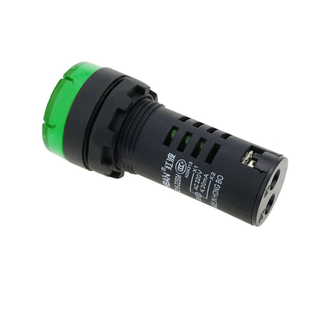Aviso sonoro 22mm 220 VAC para painéis de controle verde
