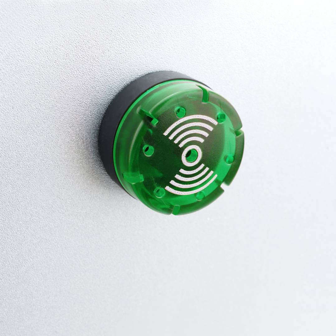 Aviso sonoro 22mm 220 VAC para painéis de controle verde